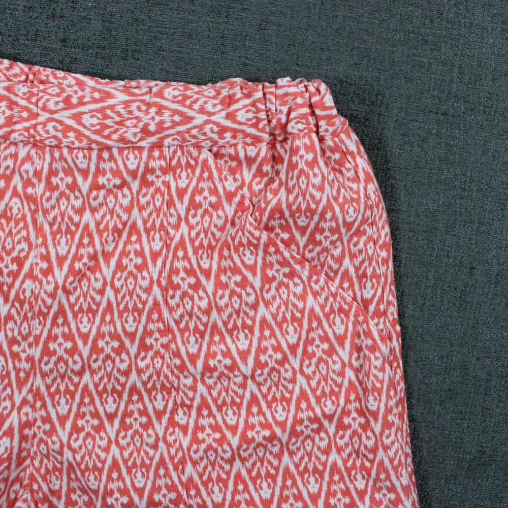 Hester & Orchard Womens Pink Ikat Linen Blend Elastic Waist Shorts Size Medium - Picture 8 of 10